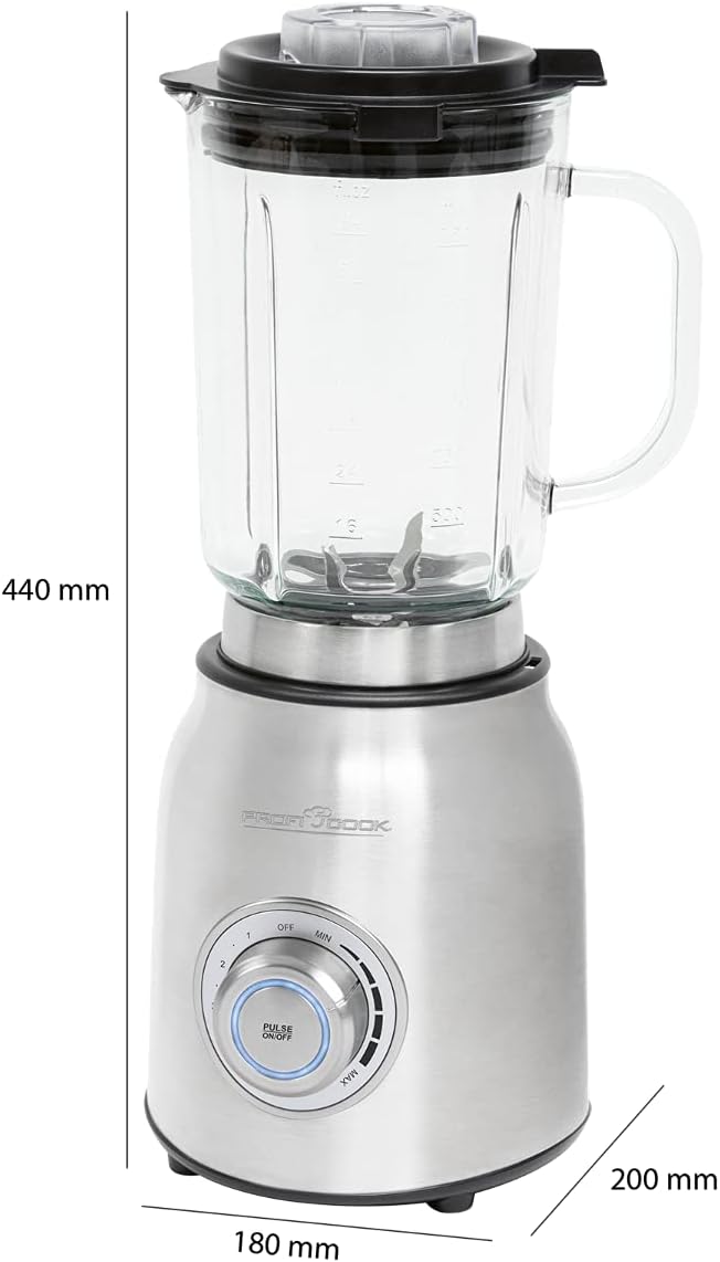 ProfiCook PC-UM 1207 Universal Mixer | 3 Levels | 1.75 Litre Glass Container | 1200 Watt