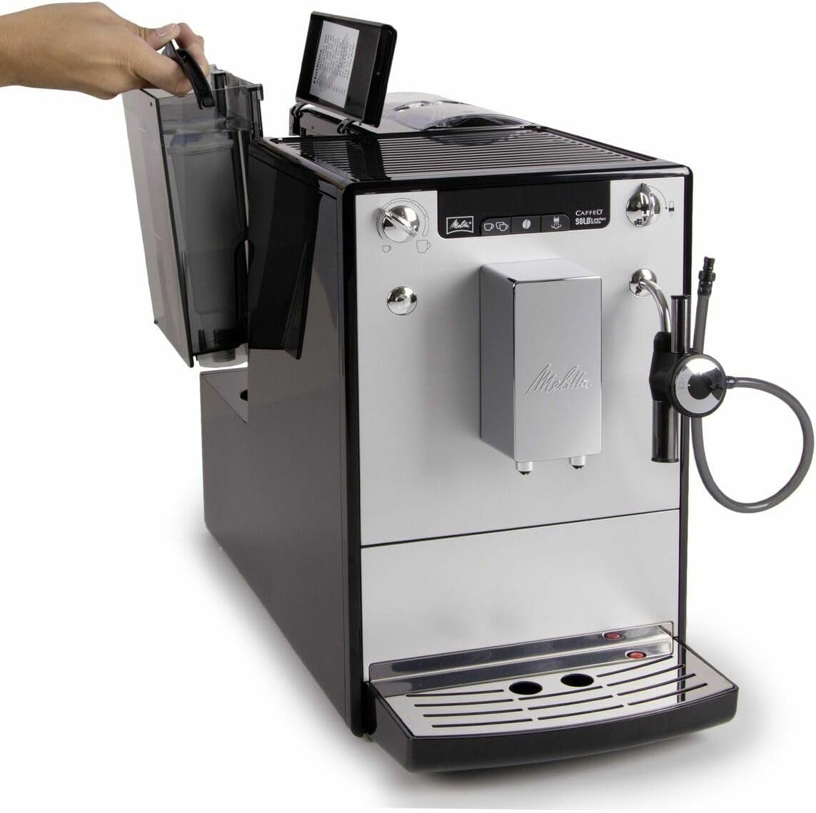 Melitta E957-103 Caffee Solo & Perfect Milk Espresso and Cappucino Maker with Grinder, Silver/Balck - SmartGatelb