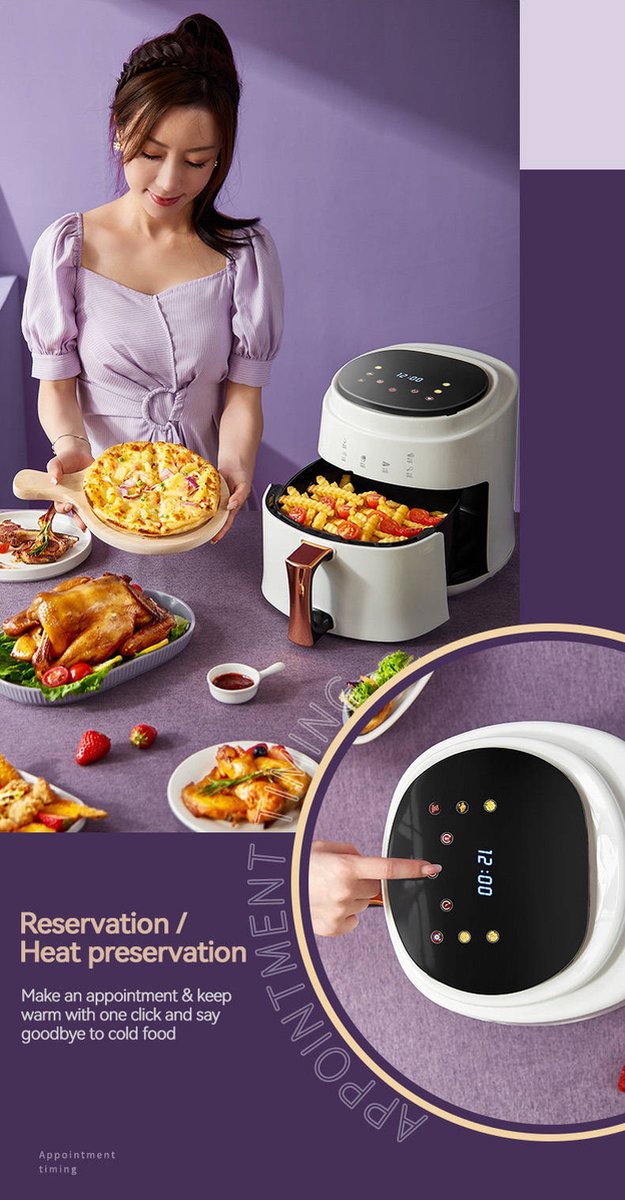 Vizyon Airfryer XXL – 8 L Digital Touch Air Fryer with 10 Auto Programs