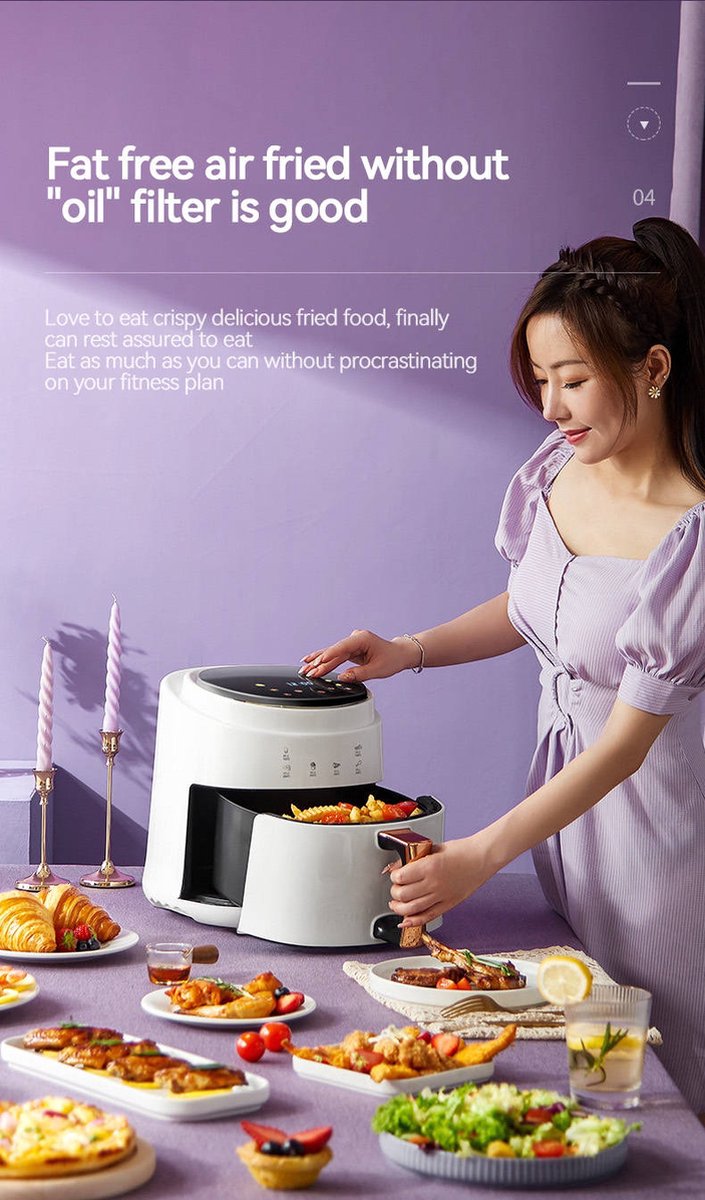 Vizyon Airfryer XXL – 8 L Digital Touch Air Fryer with 10 Auto Programs
