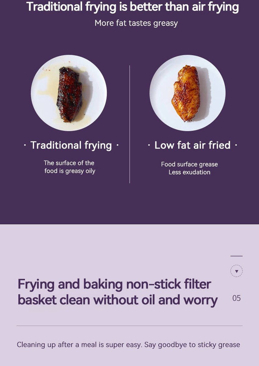 Vizyon Airfryer XXL – 8 L Digital Touch Air Fryer with 10 Auto Programs