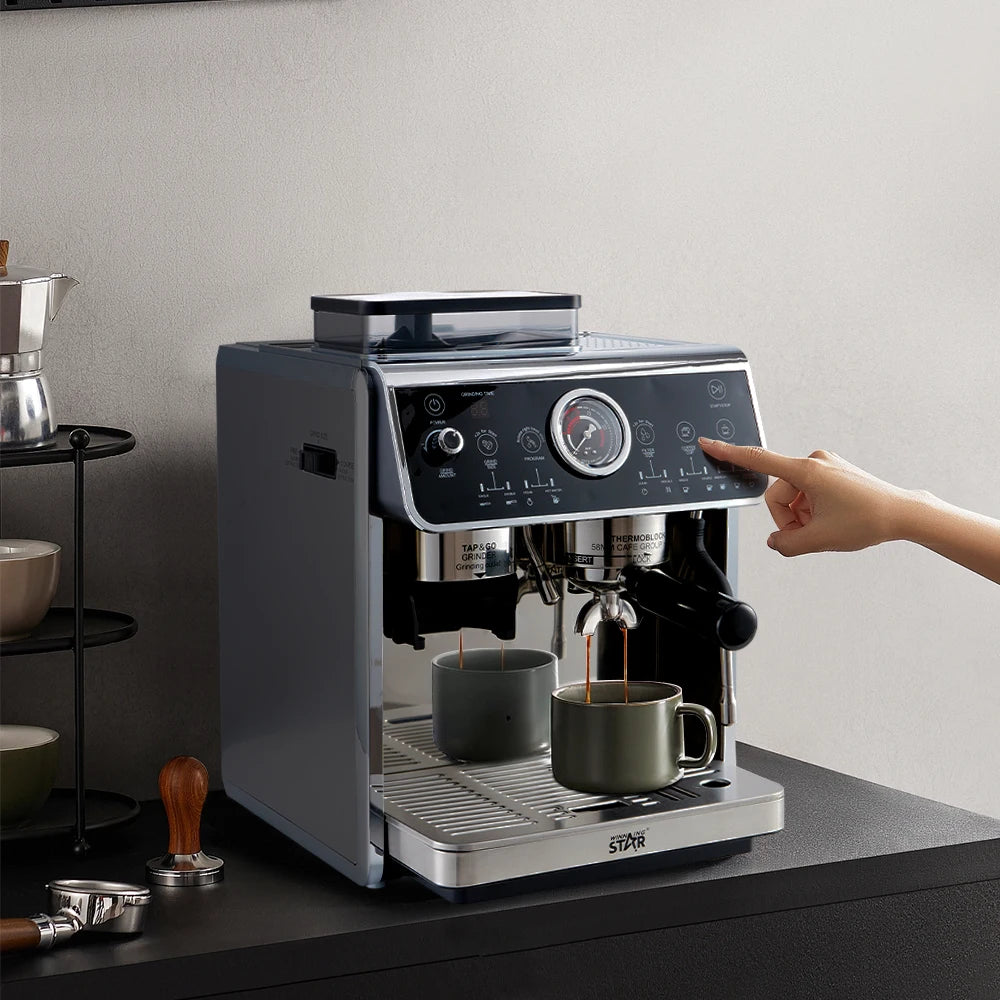 Winning Star St-9714 Semi-Automatic Electric 20bar Pump Pressure Coffee Maker Coffee Machine Espresso With Grinding - SmartGatelb