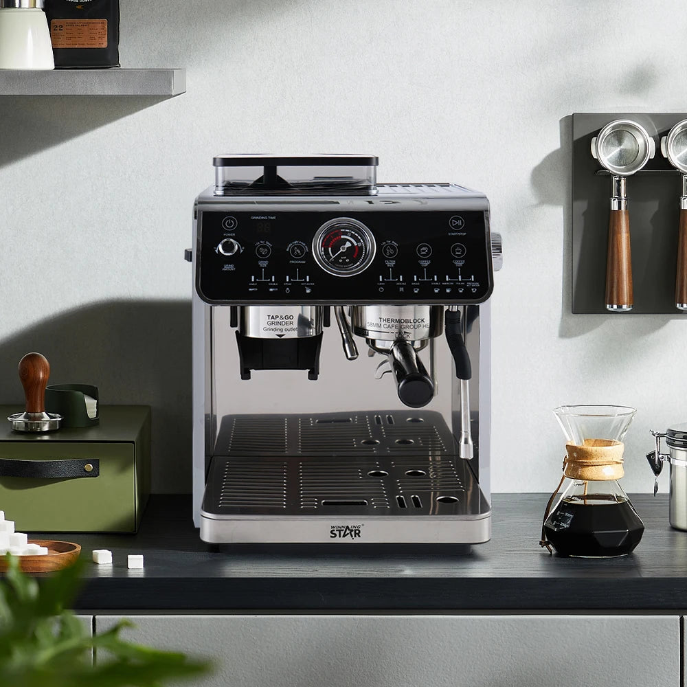 Winning Star St-9714 Semi-Automatic Electric 20bar Pump Pressure Coffee Maker Coffee Machine Espresso With Grinding - SmartGatelb