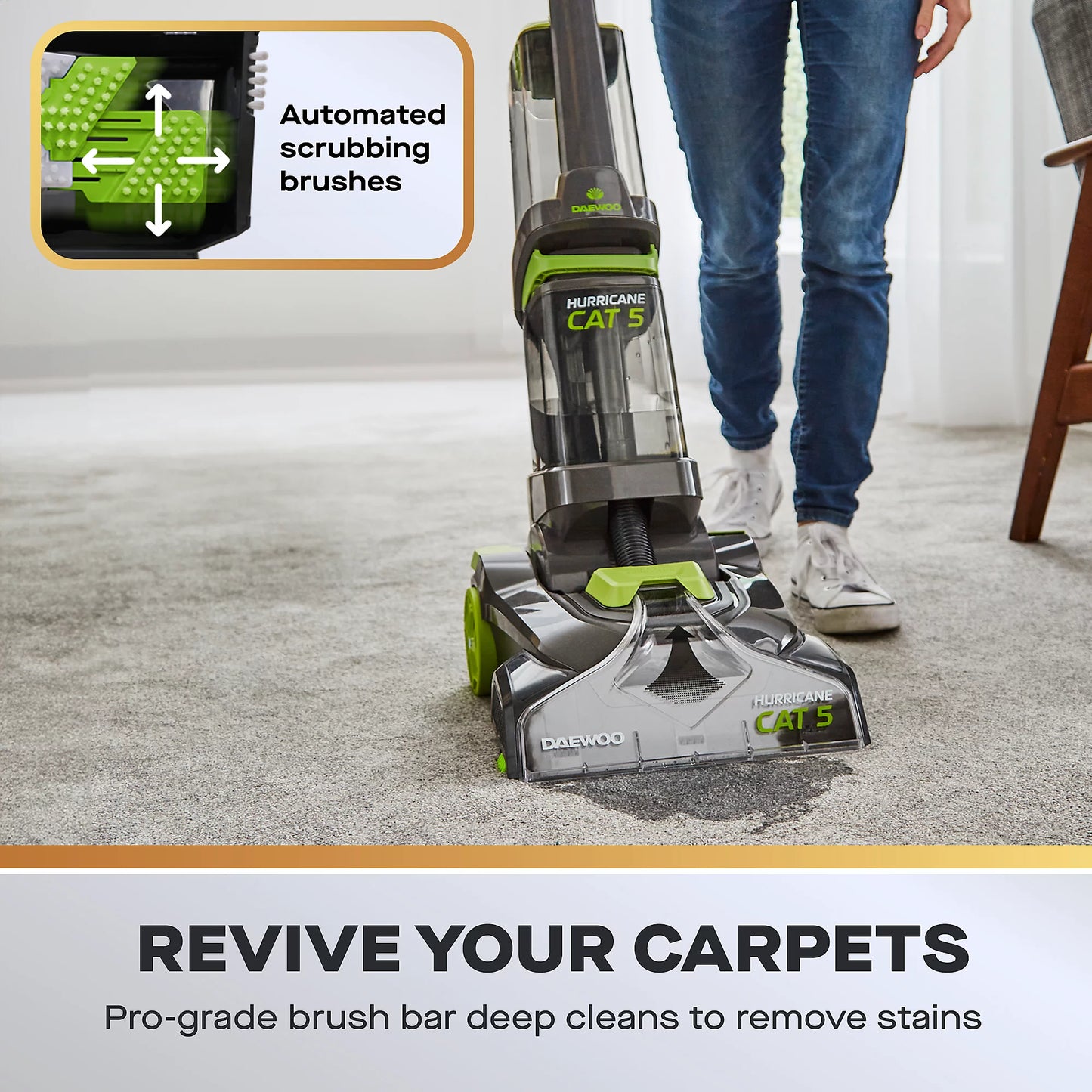 Daewoo Hurricane Cat 5 Upright Carpet Washer with Handheld Upholstery Tool