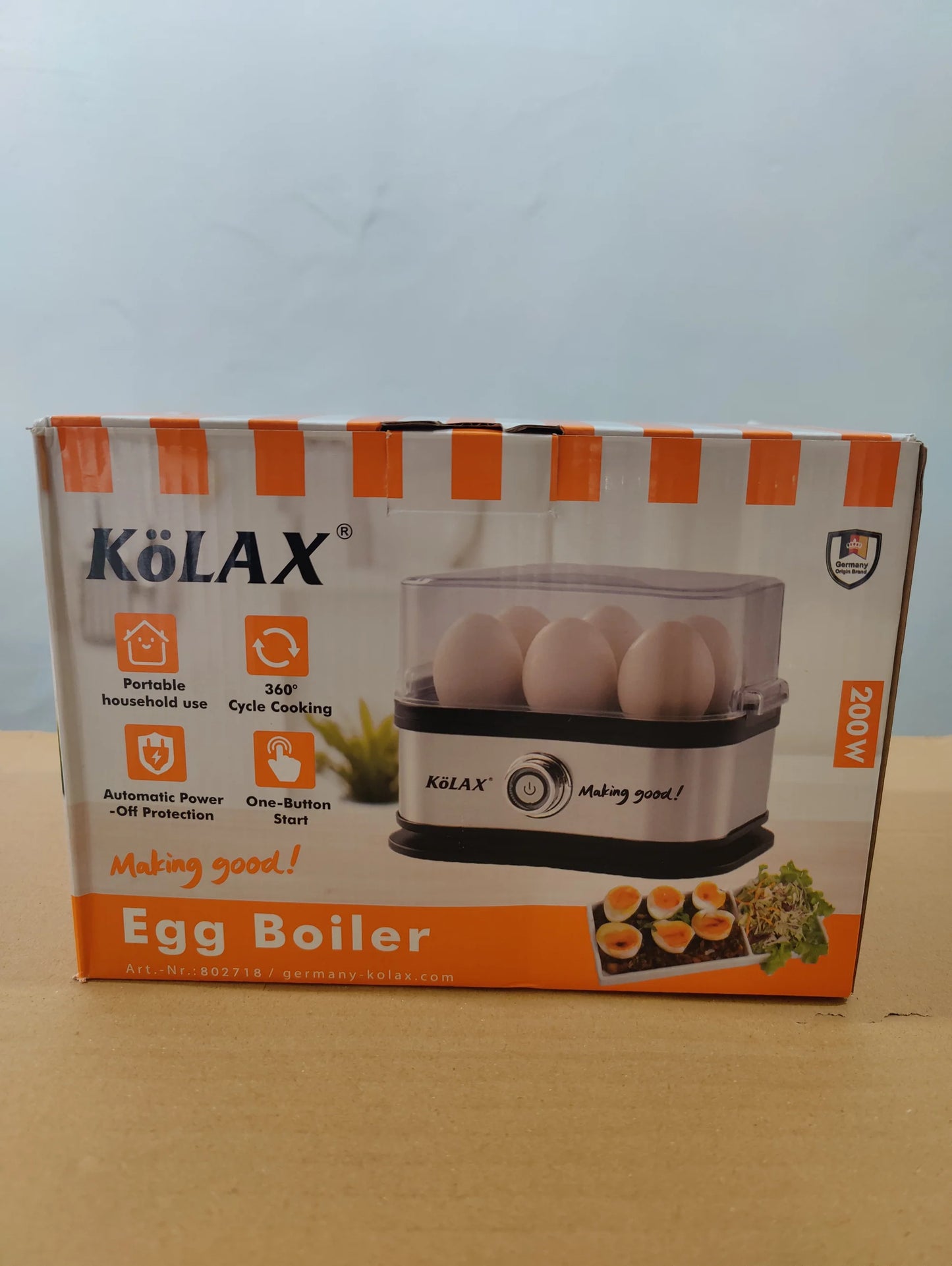KOLAX 200 W Egg Boiler – Fast & Safe Automatic Egg Cooker with Stainless Steel Plate & One-Touch Operation